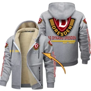 Dynamo Dresden Dicke Fleecejacke Herren, Fleecemantel mit Allover-Druck BDE74053125692 - Hellgrau