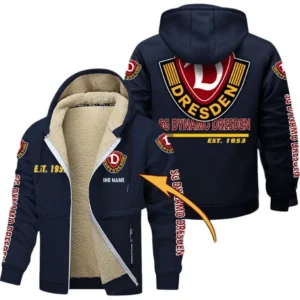 Dynamo Dresden Dicke Fleecejacke Herren, Fleecemantel mit Allover-Druck BDE74053125692 - Marineblau