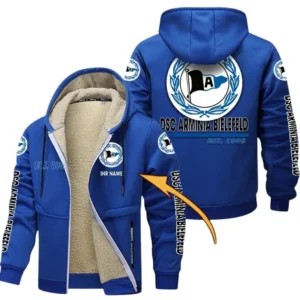 DSC Arminia Bielefeld Dicke Fleecejacke Herren, Fleecemantel mit Allover-Druck BDE74053125694 - Blau