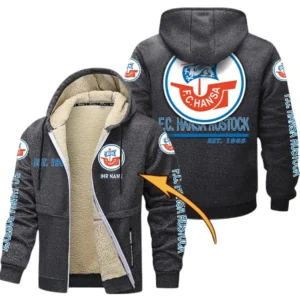 Hansa Rostock Dicke Fleecejacke Herren, Fleecemantel mit Allover-Druck BDE74053125697 - Dunkelgrau