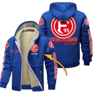 Fortuna Dusseldorf Dicke Fleecejacke Herren, Fleecemantel mit Allover-Druck BDE74053125700 - Blau