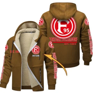 Fortuna Dusseldorf Dicke Fleecejacke Herren, Fleecemantel mit Allover-Druck BDE74053125700 - Braun