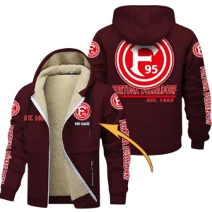 Fortuna Dusseldorf Dicke Fleecejacke Herren, Fleecemantel mit Allover-Druck BDE74053125700 - Burgunderrot