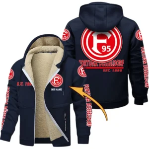 Fortuna Dusseldorf Dicke Fleecejacke Herren, Fleecemantel mit Allover-Druck BDE74053125700 - Marineblau