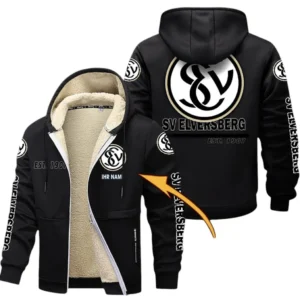 SV 07 Elversberg Dicke Fleecejacke Herren, Fleecemantel mit Allover-Druck BDE74053125701 - Schwarz