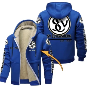 SV 07 Elversberg Dicke Fleecejacke Herren, Fleecemantel mit Allover-Druck BDE74053125701 - Blau