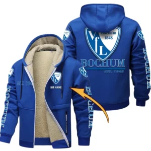VfL Bochum Dicke Fleecejacke Herren, Fleecemantel mit Allover-Druck BDE74053125703 - Blau
