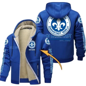 Darmstadt 98 Dicke Fleecejacke Herren, Fleecemantel mit Allover-Druck BDE74053125705 - Blau