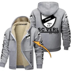 SC Verl Dicke Fleecejacke Herren, Fleecemantel mit Allover-Druck BDE74053125710 - Hellgrau