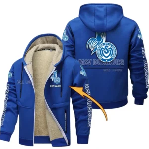 MSV Duisburg Dicke Fleecejacke Herren, Fleecemantel mit Allover-Druck BDE74053125711 - Blau