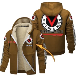 Viktoria Köln Dicke Fleecejacke Herren, Fleecemantel mit Allover-Druck BDE74053125717 - Braun