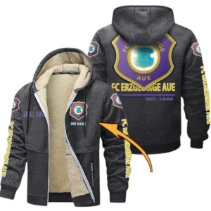 Erzgebirge Aue Dicke Fleecejacke Herren, Fleecemantel mit Allover-Druck BDE74053125718 - Dunkelgrau