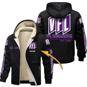Viktoria Köln Dicke Fleecejacke Herren, Fleecemantel mit Allover-Druck BDE74053125719 - Schwarz