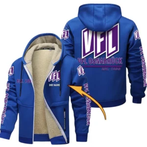 Viktoria Köln Dicke Fleecejacke Herren, Fleecemantel mit Allover-Druck BDE74053125719 - Blau