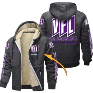 Viktoria Köln Dicke Fleecejacke Herren, Fleecemantel mit Allover-Druck BDE74053125719 - Dunkelgrau