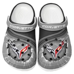 Chevrolet Corvette Crocs Clogs Männer Frauen, Geschenk für Chevrolet Corvette Fan CAR188032025116 - Grau