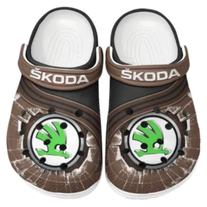Skoda Crocs Clogs Männer Frauen, Geschenk für Skoda Fan CAR188032025122 - Braun