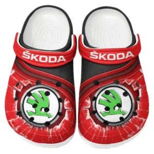 Skoda Crocs Clogs Männer Frauen, Geschenk für Skoda Fan CAR188032025122 - Rot