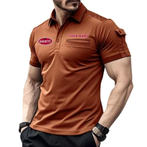 Bugatti Poloshirt mit Tasche, All Over Print Hemd für Männer Bugatti Fan CAR445060325000 - Orange