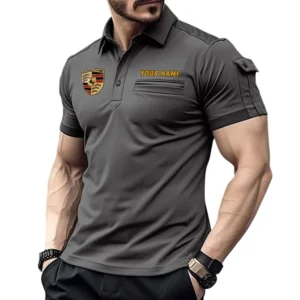 Porsche Poloshirt mit Tasche, All Over Print Hemd für Männer Porsche Fan CAR445060325020 - Grau