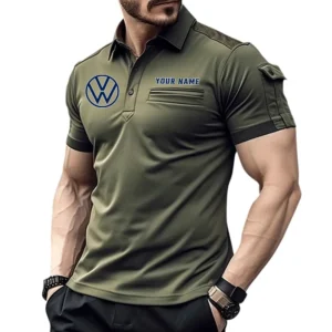 Volkswagen Poloshirt mit Tasche, All Over Print Hemd für Männer Volkswagen Fan CAR445060325025 - Grün