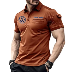 Volkswagen Poloshirt mit Tasche, All Over Print Hemd für Männer Volkswagen Fan CAR445060325025 - Orange