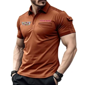 Cadilac Poloshirt mit Tasche, All Over Print Hemd für Männer Cadilac Fan CAR445060325028 - Orange