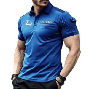 Lexus Poloshirt mit Tasche, All Over Print Hemd für Männer Lexus Fan CAR445060325029 - Blau