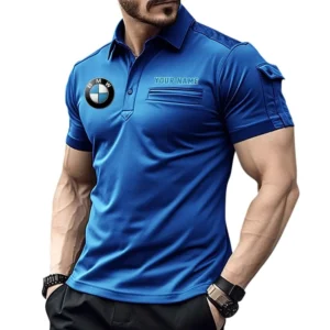 BMW Poloshirt mit Tasche, All Over Print Hemd für Männer BMW Fan CAR445060325030 - Blau