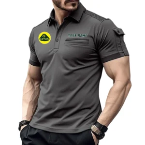 Lotus Poloshirt mit Tasche, All Over Print Hemd für Männer Lotus Fan CAR445060325036 - Grau