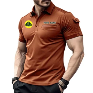 Lotus Poloshirt mit Tasche, All Over Print Hemd für Männer Lotus Fan CAR445060325036 - Orange