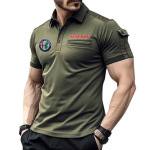 Alfa Romeo Poloshirt mit Tasche, All Over Print Hemd für Männer Alfa Romeo Fan CAR445060325038 - Grün