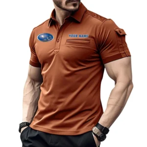 Subaru Poloshirt mit Tasche, All Over Print Hemd für Männer Subaru Fan CAR445060325039 - Orange