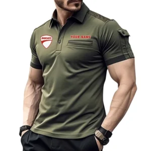 Ducati Poloshirt mit Tasche, All Over Print Hemd für Männer Ducati Fan CAR445060325049 - Grün