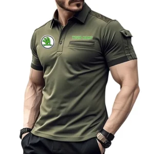 Skoda Poloshirt mit Tasche, All Over Print Hemd für Männer Skoda Fan CAR445060325050 - Grün