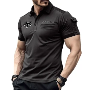 Fox Racing Poloshirt mit Tasche, All Over Print Hemd für Männer Fox Racing Fan CAR445060325051 - Schwarz