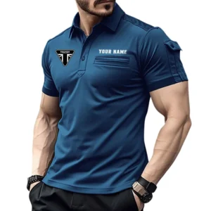 Triumph Motorcycles Poloshirt mit Tasche, All Over Print Hemd für Männer Triumph Motorcycles Fan CAR445060325056 - Marineblau