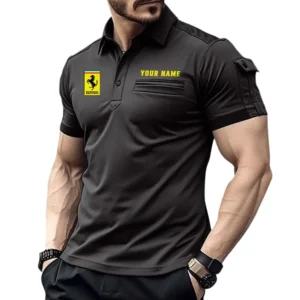 Ferrari Poloshirt mit Tasche, All Over Print Hemd für Männer Ferrari Fan CAR445060325058 - Schwarz