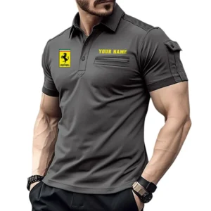 Ferrari Poloshirt mit Tasche, All Over Print Hemd für Männer Ferrari Fan CAR445060325058 - Grau