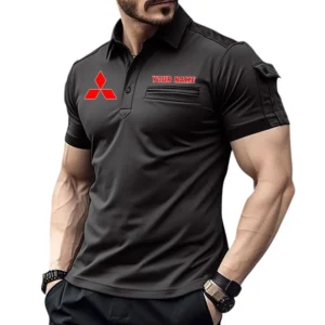 Mitsubishi Poloshirt mit Tasche, All Over Print Hemd für Männer Mitsubishi Fan CAR445060325060 - Schwarz