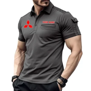 Mitsubishi Poloshirt mit Tasche, All Over Print Hemd für Männer Mitsubishi Fan CAR445060325060 - Grau