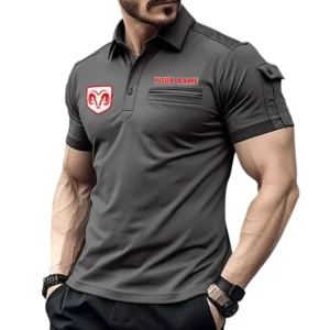 Dodge Poloshirt mit Tasche, All Over Print Hemd für Männer Dodge Fan CAR445060325063 - Grau