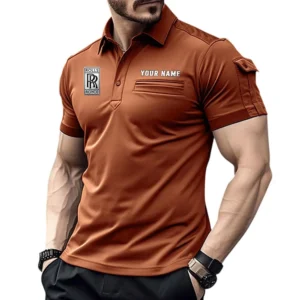 Rolls Royce Poloshirt mit Tasche, All Over Print Hemd für Männer Rolls Royce Fan CAR445060325066 - Orange