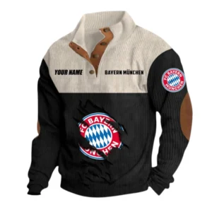 Bayern Munchen Sweatshirt Herren Stehkragen, Pullover Herren Sweatshirt mit Namen BDE105072925555 - Schwarz