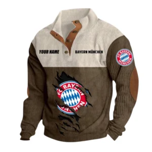 Bayern Munchen Sweatshirt Herren Stehkragen, Pullover Herren Sweatshirt mit Namen BDE105072925555 - Braun