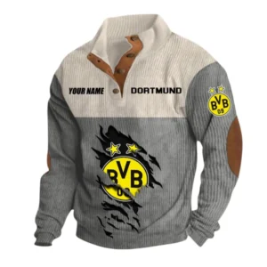 Borussia Dortmund Sweatshirt Herren Stehkragen, Pullover Herren Sweatshirt mit Namen BDE105072925557 - Grau