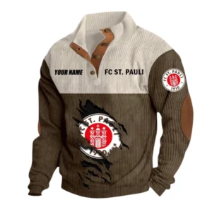 FC St. Pauli Sweatshirt Herren Stehkragen, Pullover Herren Sweatshirt mit Namen BDE105072925559 - Braun