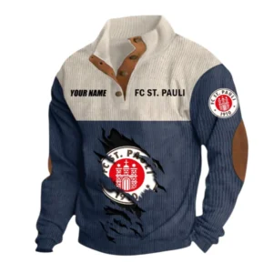 FC St. Pauli Sweatshirt Herren Stehkragen, Pullover Herren Sweatshirt mit Namen BDE105072925559 - Marineblau