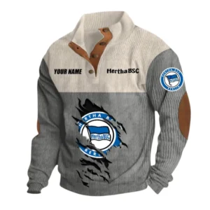 Hertha BSC Sweatshirt Herren Stehkragen, Pullover Herren Sweatshirt mit Namen BDE105072925570 - Grau