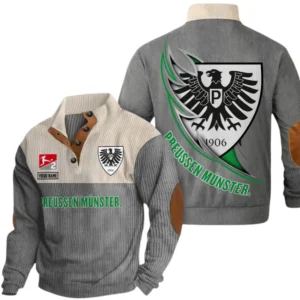 Preussen Munster Sweatshirt Herren Stehkragen, Pullover Herren Sweatshirt mit Namen BDE106072925897 - Grau